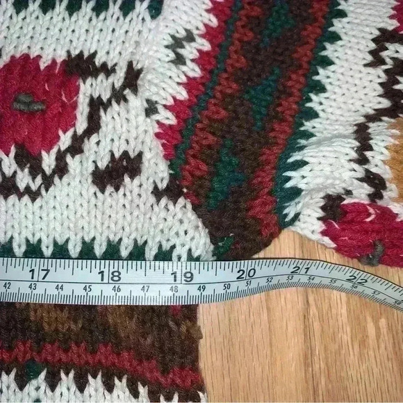 Vintage Christopher Sport Chunky Patterned Cotton Grandpa Sweater Large - Picture 9 of 9